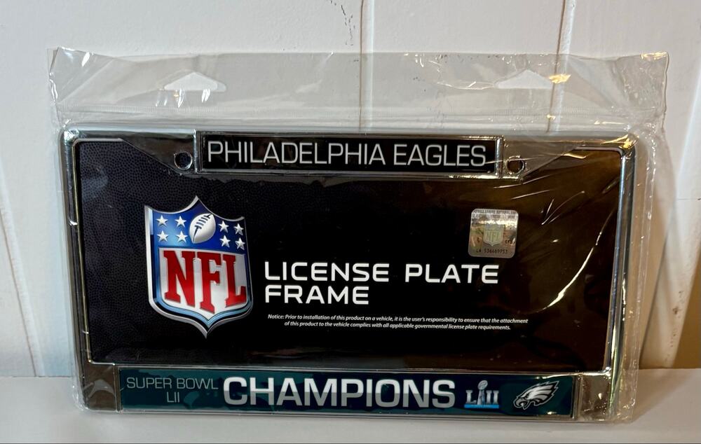 NWT Philadelphia Eagles NFL Super Bowl LII Champions License Plate Frame